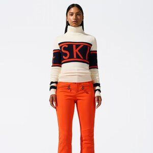 NWT - PERFECT MOMENT Schild Merino Wool Sweater in Orange/Navy